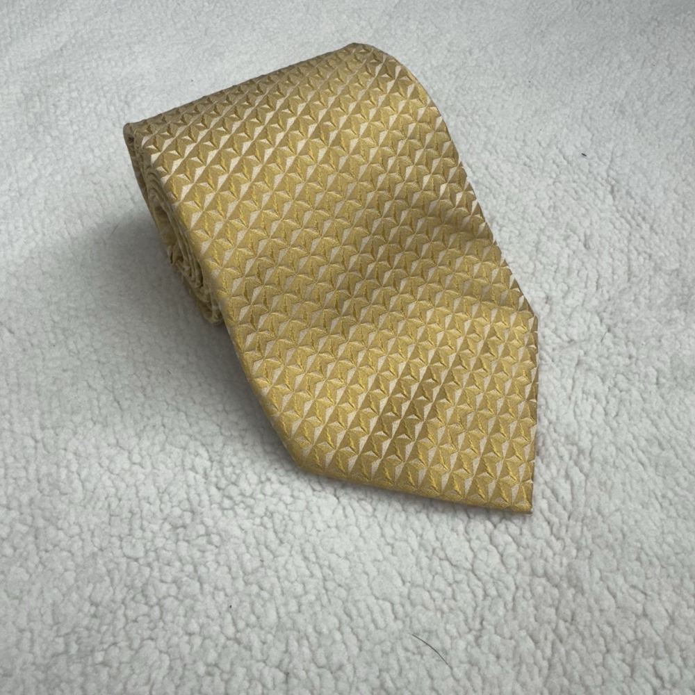 Burma Bibas 100%‎ Silk Tie Mens One Size Gold Geometric Jacquard Necktie 58x3.5"